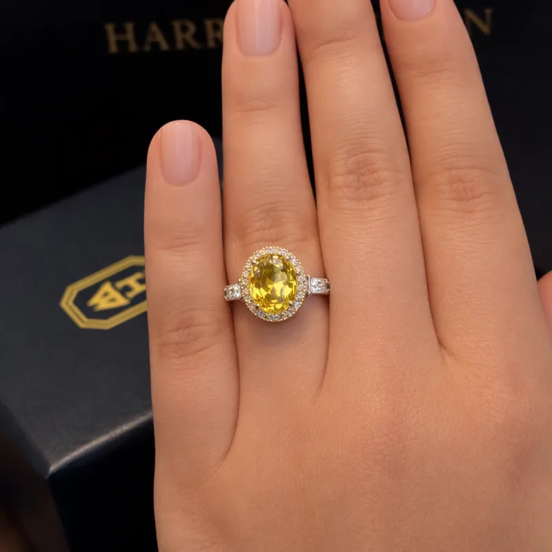 Classic Winston Oval-Shaped Yellow Diamond кольцо 3