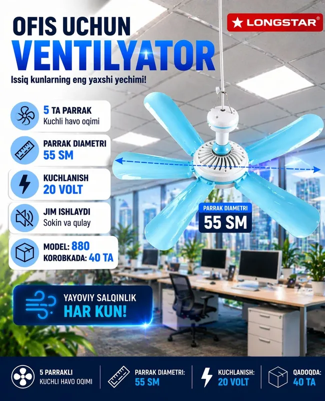 Ventilyatorlar osma va stoykali kelishilgan narxlarda — фото 3