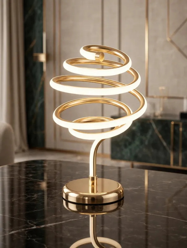 Zamonaviy Spiral Gold LED stol lampasi