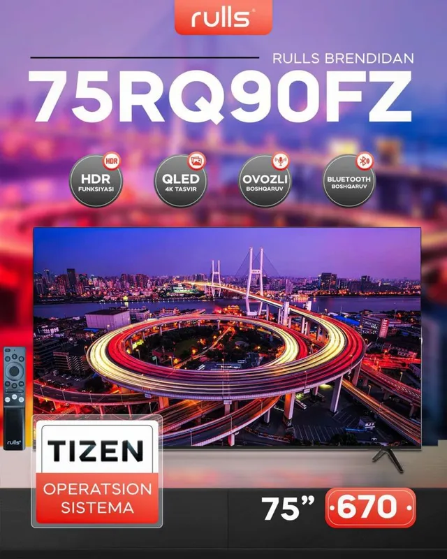 Rulls 75RQ90FZ 4K. Ultra HD new 2025 madel