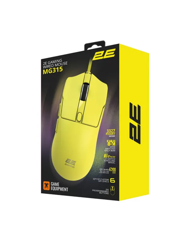 Мышь игровая 2E GAMING MG315, USB-A, проводная, желтая — фото 5