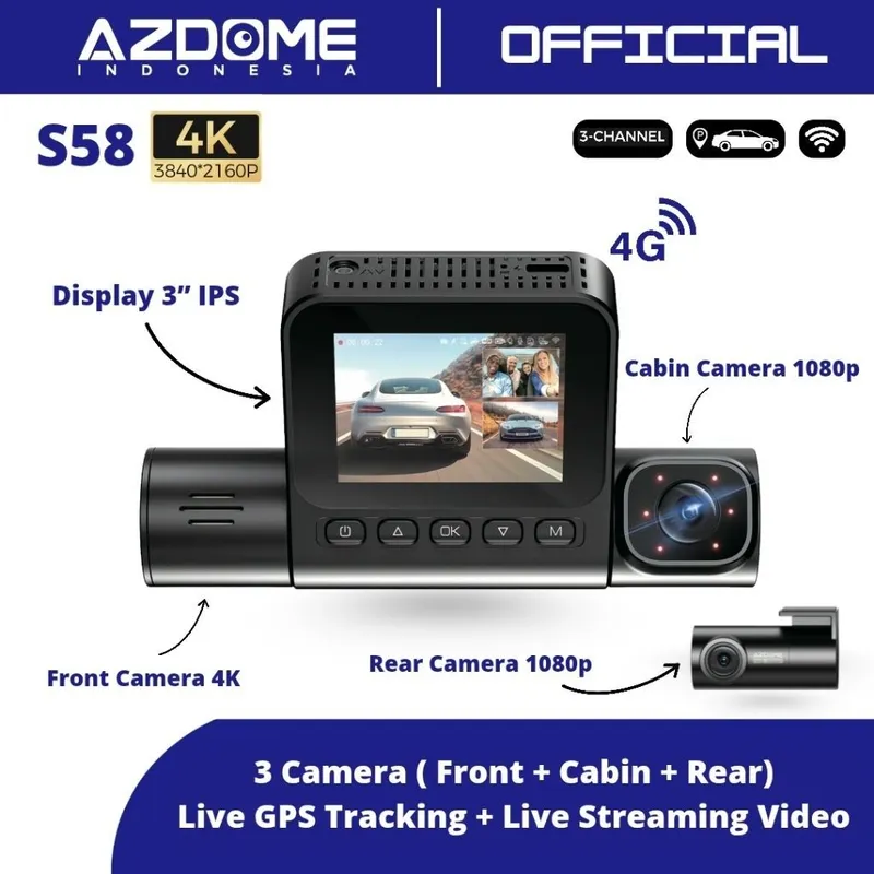 AZDOME S58 — это продвинутый 3-канальный автомобильный видеорегистра — фото 1