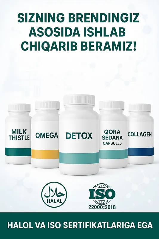 Tayyor maxsulot siz xoxlagan dizaynda sizning brendingiz bilan