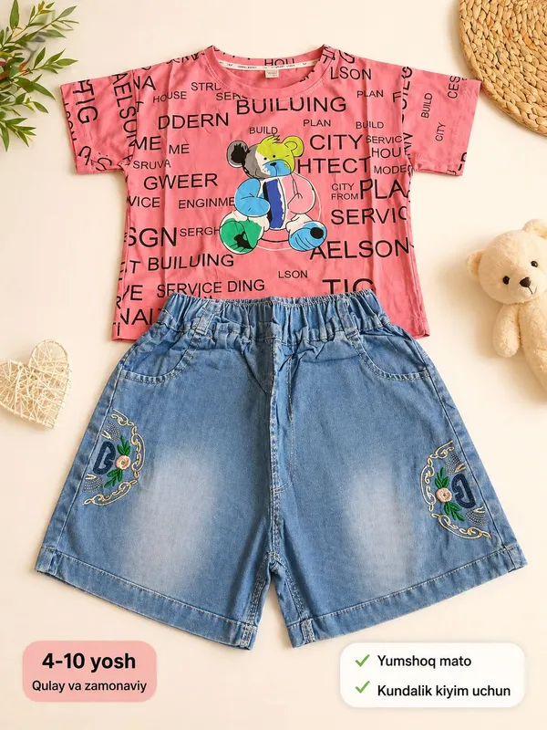 Qizlar uchun shortik futbolka