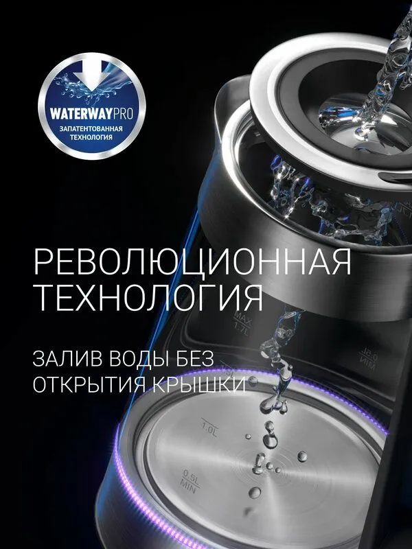 Чайник электрический стеклянный PWK 1725 CGLD WI-FI IQ Home, серебрист 3