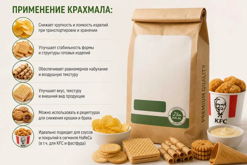Прежелатинизированный тапиоковый крахмал холодного наб. для снеков
