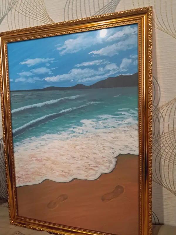 ,,Следы у моря" ручная живопись