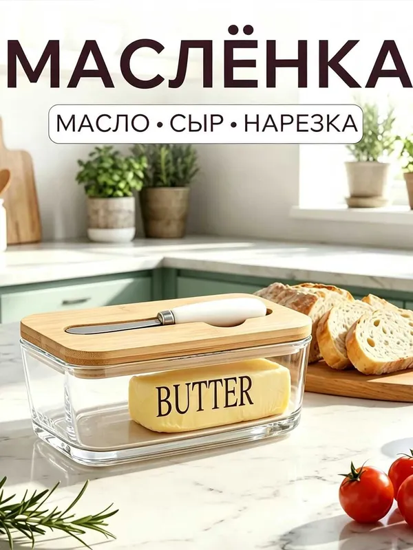 Стеклянная масленка, для сыра, творога — фото 5