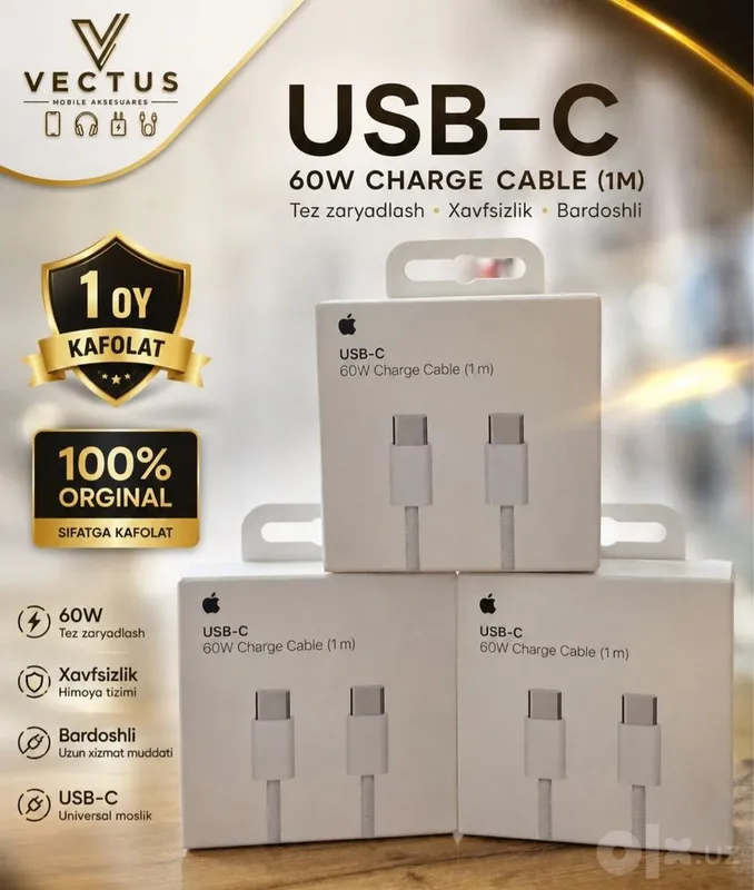 Оригинальный кабель USB-C для iPhone, 60 Вт, гарантия 1 месяц Оригинальный кабель USB-C для iPhone, 60 Вт, гарантия 1 месяц
