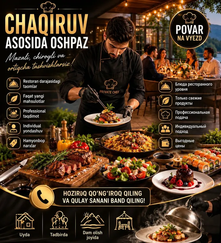 Oshpaz Xizmati (Услуги Повар) Выездной Повар Oshpaz Xizmati (Услуги Повар) Выездной Повар