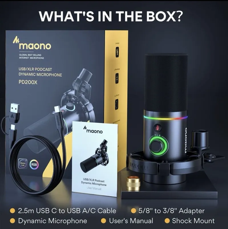 Микрофон MAONO PD200XS Black в комплекте: микрофон + стойка (boom arm) — фото 2