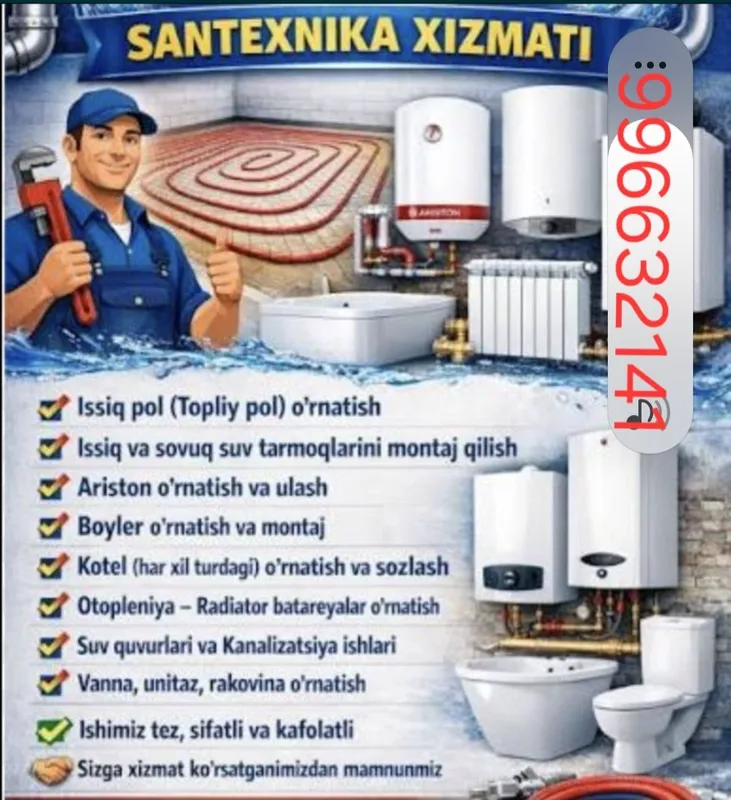 Santexnik xizmati 24/7 сантехниии ишлари toshkent shaxar buylab xizmat