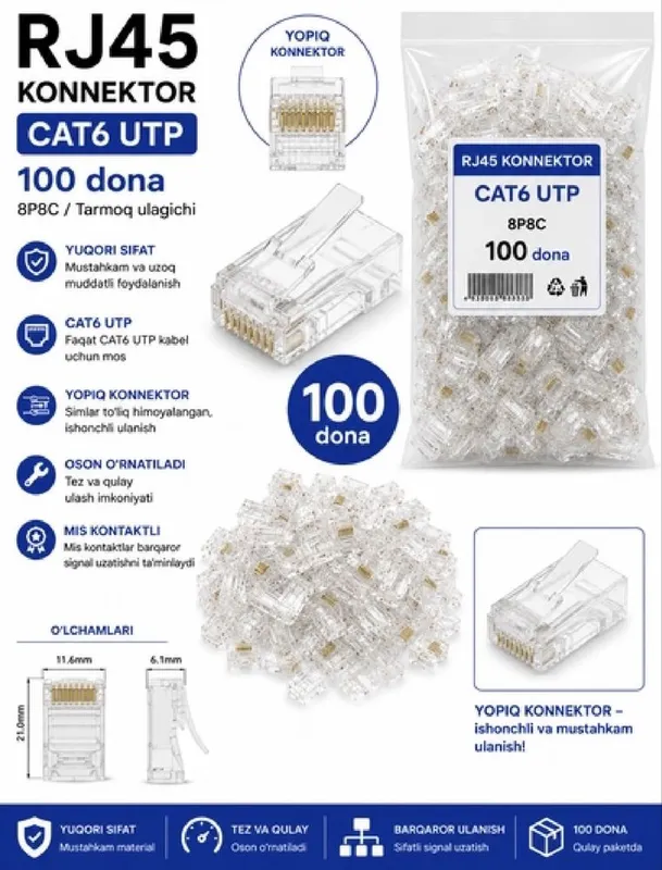 Konnektor optom CAT 5, CAT 6 (skvoznoy) Konnektor optom CAT 5, CAT 6 (skvoznoy)