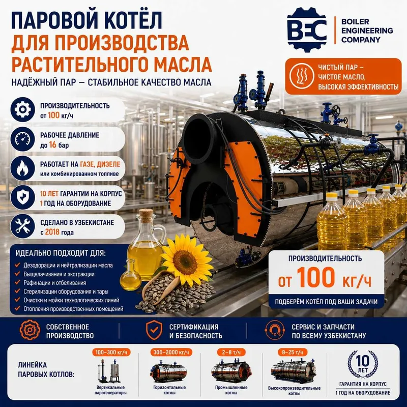 Паровой котёл для производства растительного масла 1 Паровой котёл для производства растительного масла 1