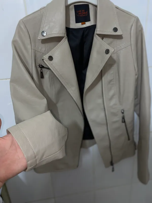 беж кожанка / trendy biker jacket — фото 2
