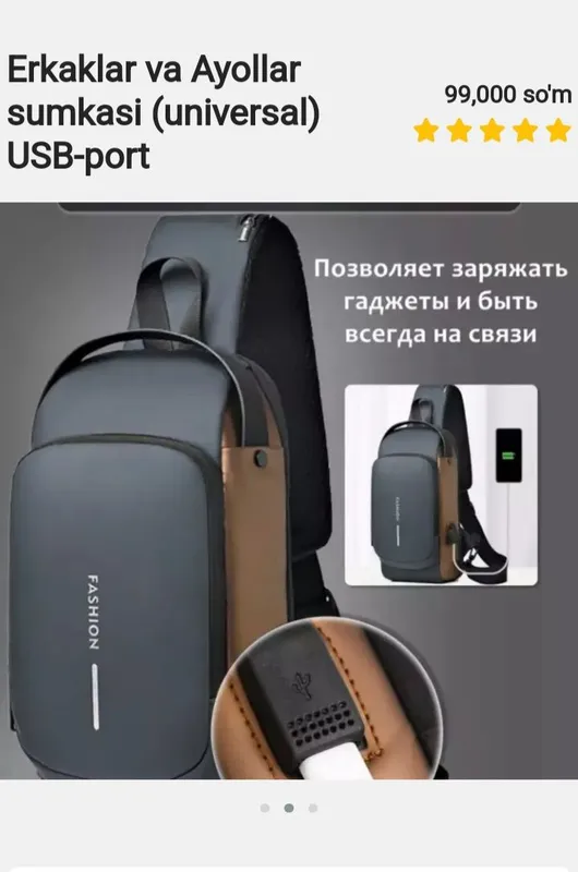 Erkaklar va Ayollar sumkasi (universal) USB-port — фото 1