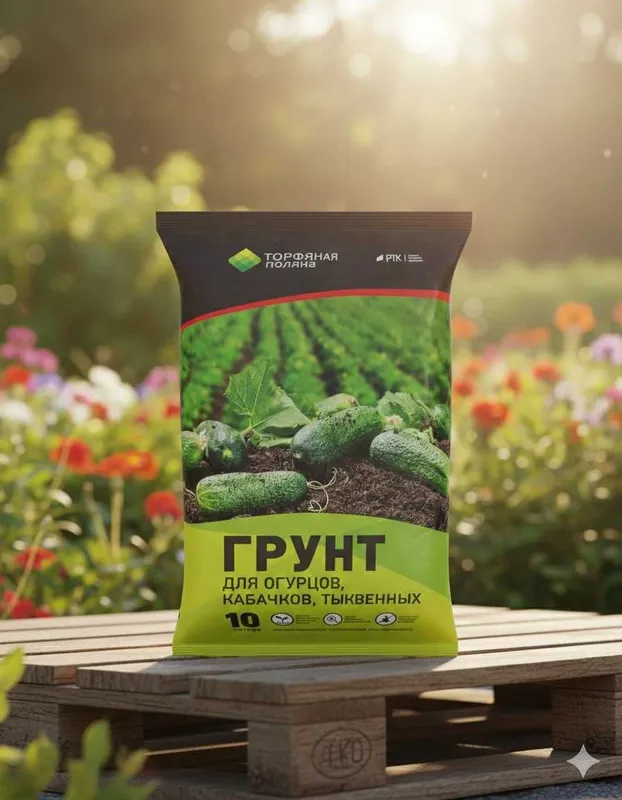 Грунт «Торфяная поляна» для огурцов, кабачков и тыквенных (10 литров) Грунт «Торфяная поляна» для огурцов, кабачков и тыквенных (10 литров)