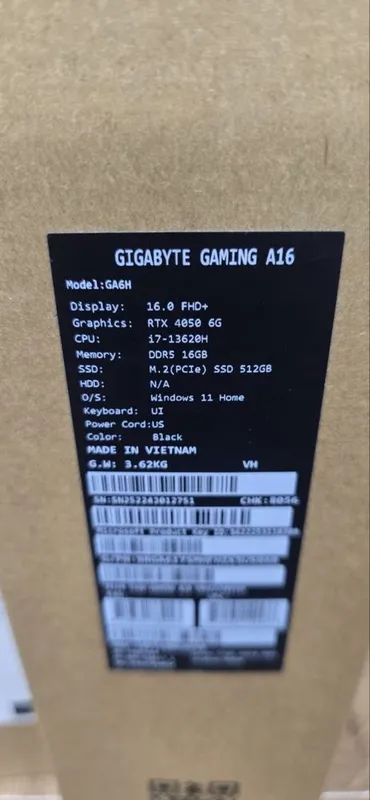 Gigabyte Gaming A16 3