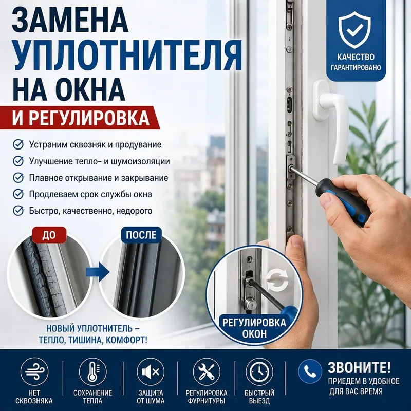 Замена уплотнителя и регулировка пластиковых окон Замена уплотнителя и регулировка пластиковых окон