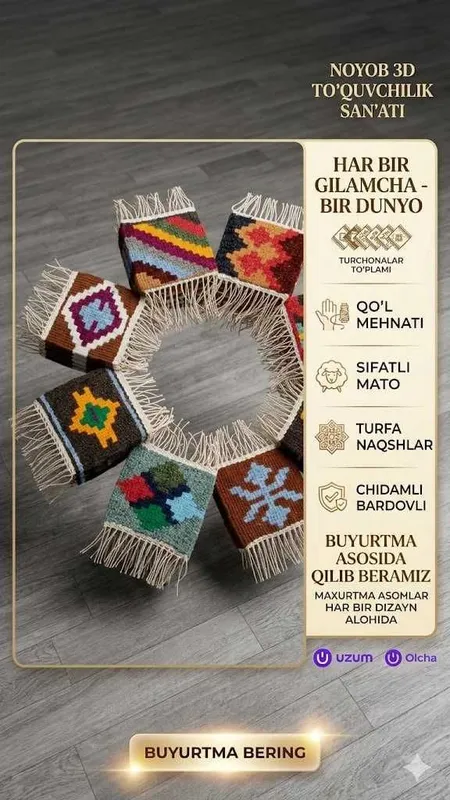 Qo‘l mehnati bilan to‘qilgan milliy gilamlar