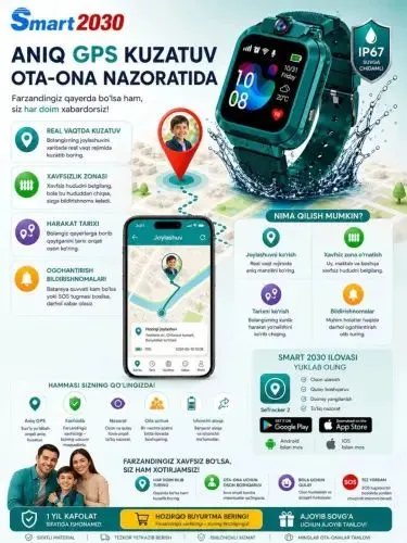 Bolalar smart soati, SIM kartada ishlaydi, ilova Bolalar smart soati, SIM kartada ishlaydi, ilova