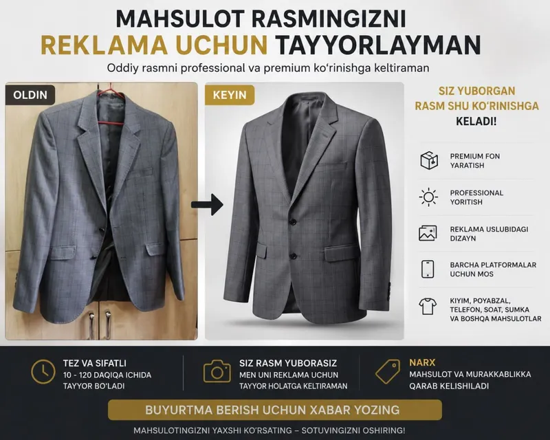 Mahsulot fotosini studiya sifatiga keltiraman