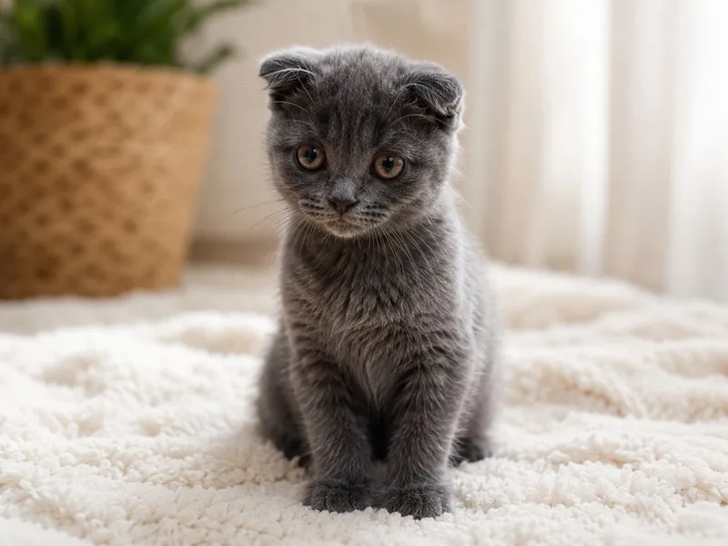 Шотландский вислоухий котенок (Scottish Fold), серый окрас 3 Шотландский вислоухий котенок (Scottish Fold), серый окрас 3