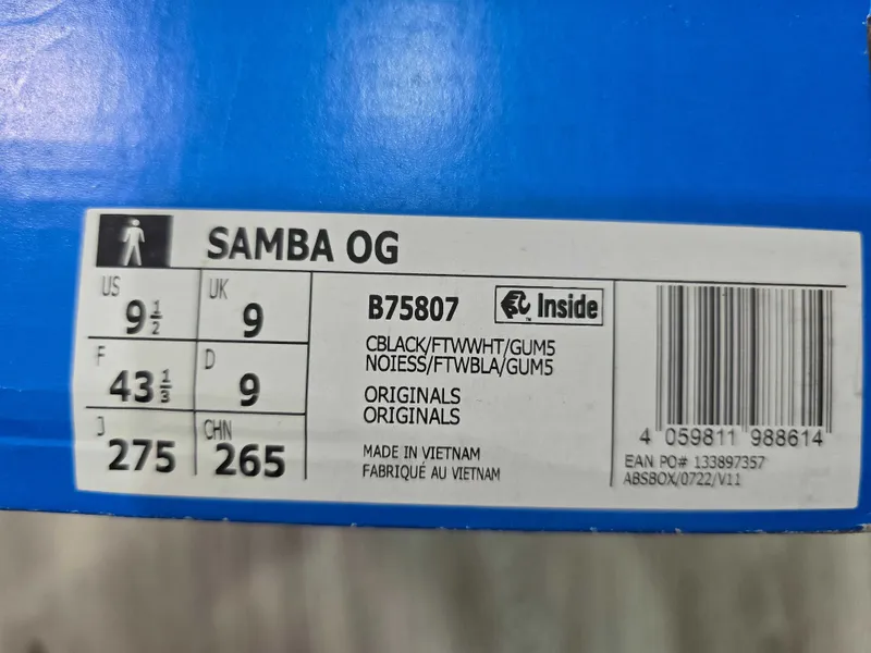 Продаются кроссовки Adidas Samba OG Black из Европы. Размер: 43 UK: 9 — фото 2