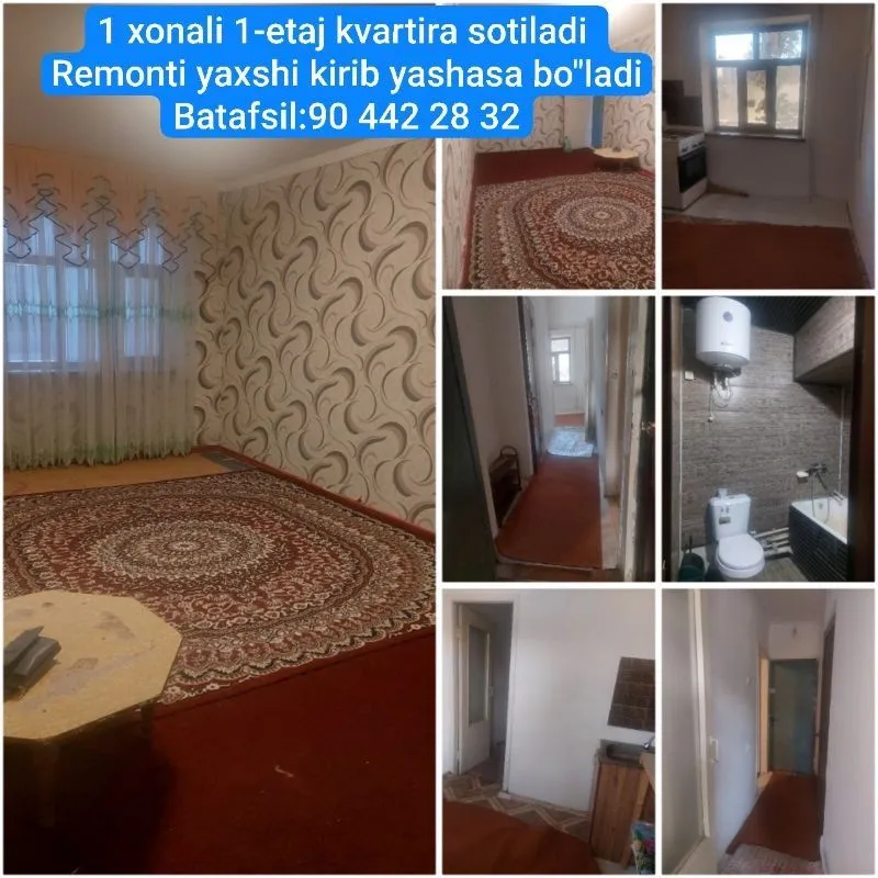 Qarshi shahar 1-etaj 1 xonali kvartira sotiladi 8