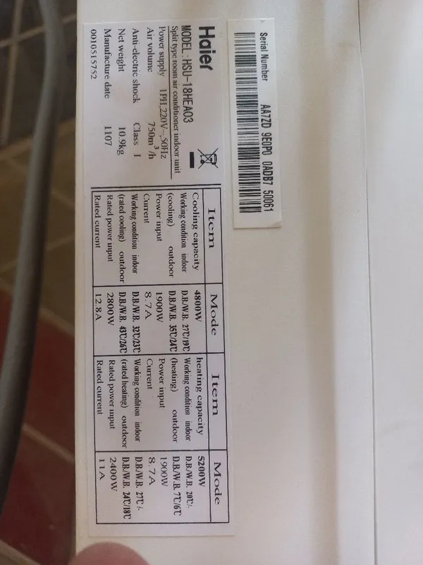 Haier 18 talik kondetsioner 2