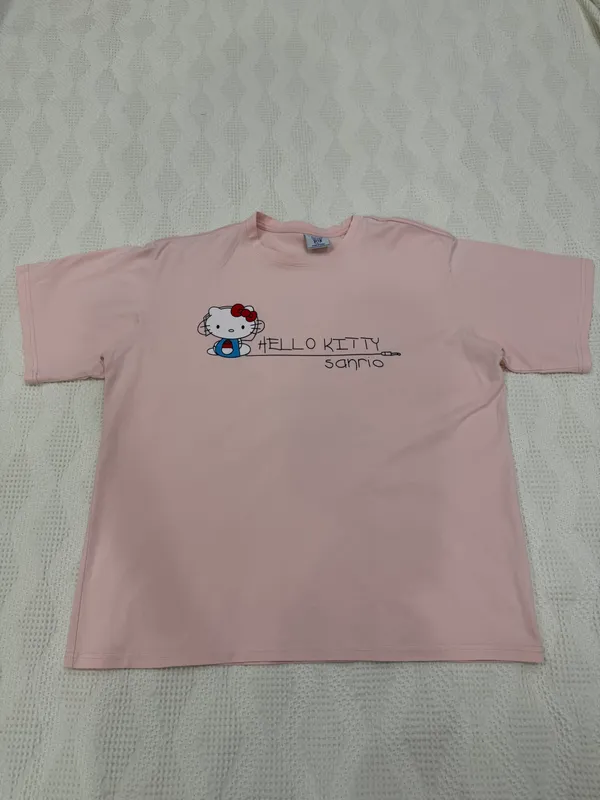 футболка хеллоу китти Hello Kitty розовая оверсайз