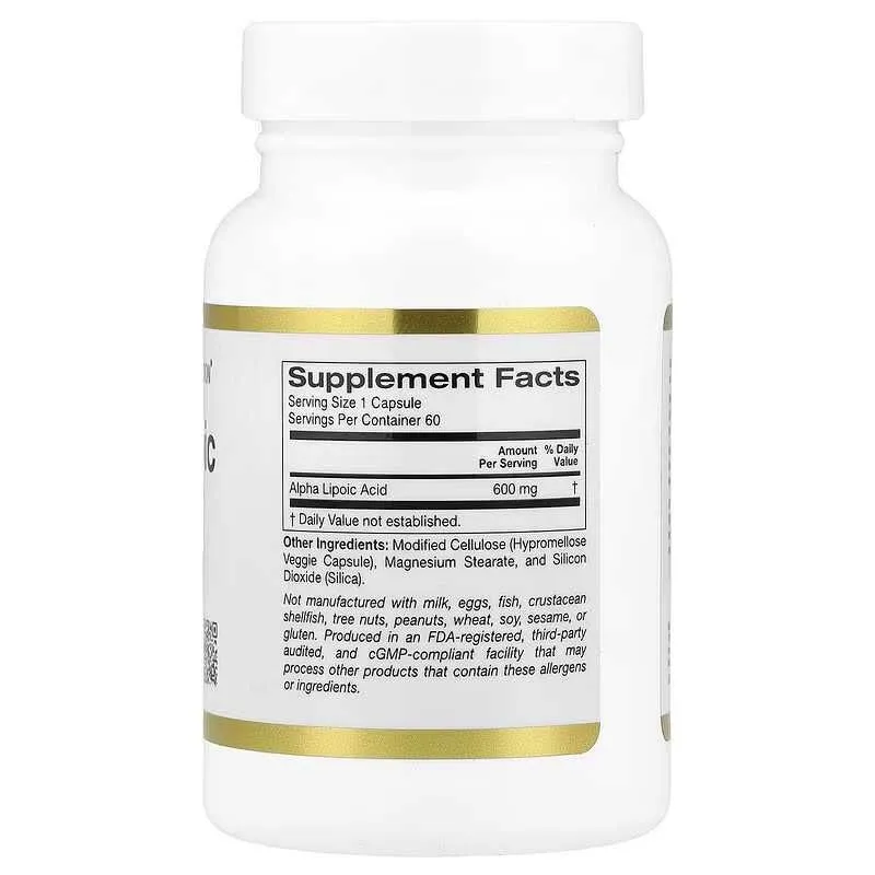 California Gold Alpha Lipoic Acid, 600 mg, 60 vcaps — фото 2
