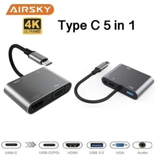 Type c > hdmi, vga , usb 3.0 , type c 4 port,macbook,переходник — фото 5