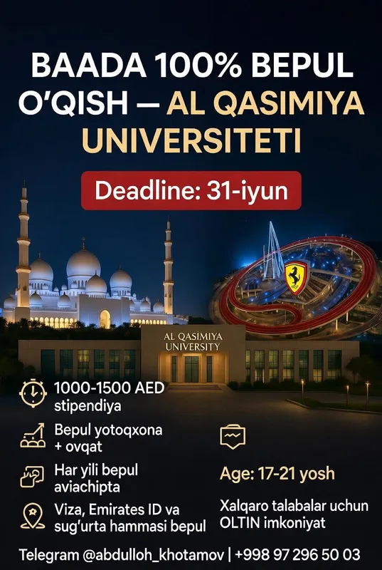 BAA da bepul o‘qish! 🇦🇪
