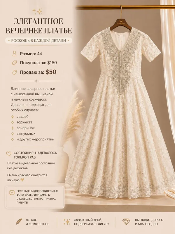 Роскошное длинное вечернее платье 1