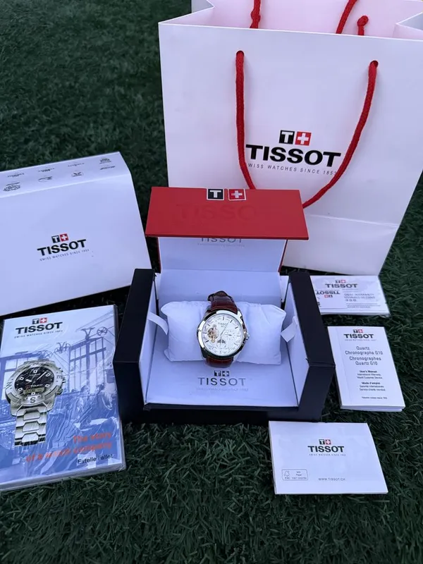 Мужские часы Tissot, кожанный ремешок, премиальные механические часы — фото 5
