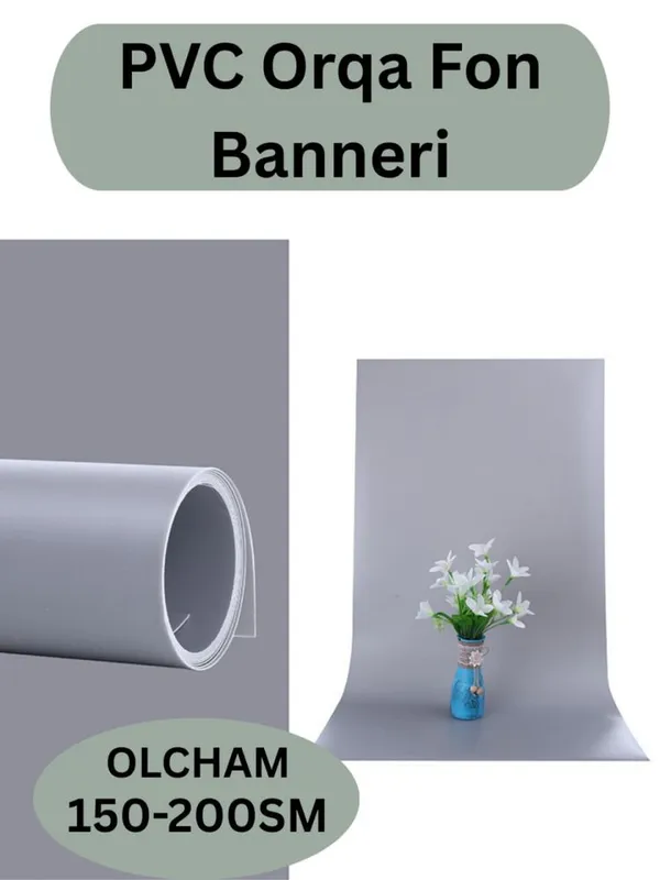PVC fon 150×200 sm — oq / qora / yashil / kulrang (seriy) ranglarda — фото 3