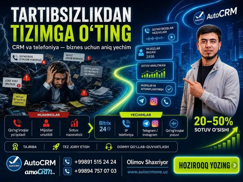 Bitrix24 | IP Telefoniya | AmoCrm Bitrix24 | IP Telefoniya | AmoCrm
