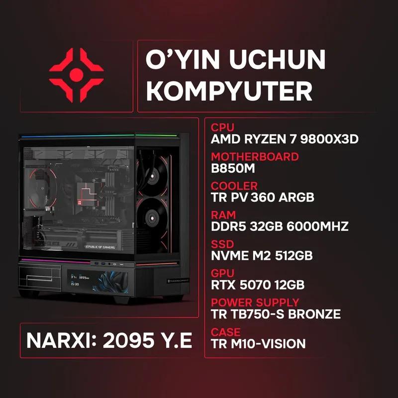 Ryzen 7 9800X3D / 32Gb 6000MHz / NVMe 512Gb / RTX 5070 12Gb