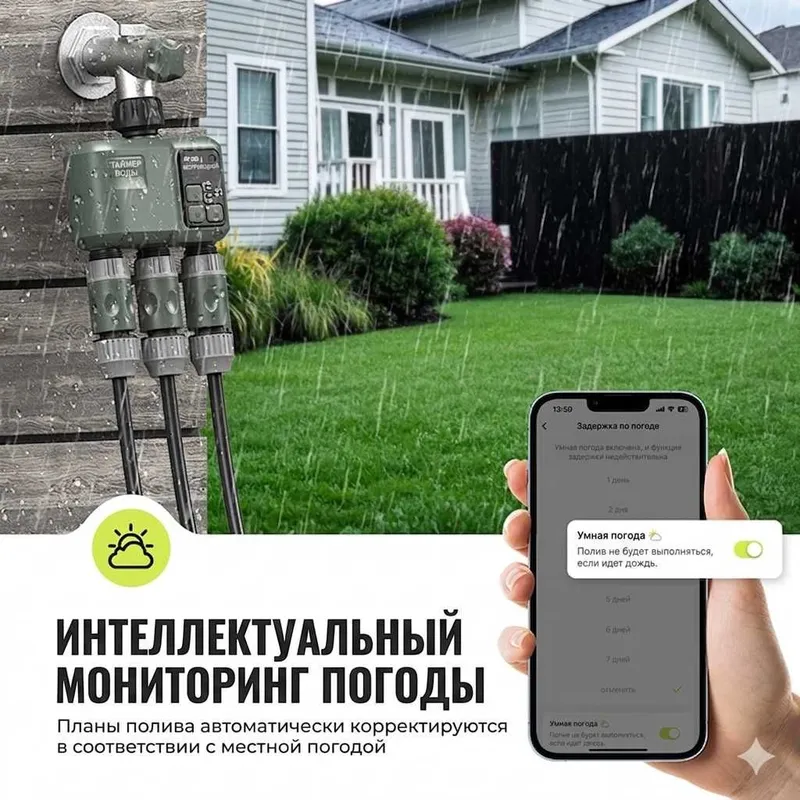 Умный таймер полива с Wi-Fi &RF-433 управлением, программатор орошения — фото 2