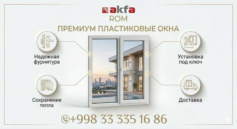 Пластиковые окна двери Akfa rom romlar eshik deraza Termo Купе