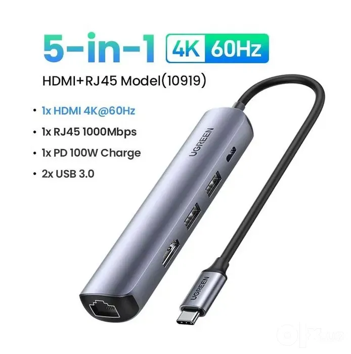 UGreen Hub 5 in 1. R45/HDMI. Есть доставка 2 UGreen Hub 5 in 1. R45/HDMI. Есть доставка 2