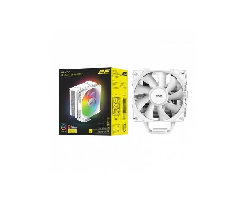} Кулер 2E ACN120W-ARGB LGA1700/AM5 120мм white — фото 1
