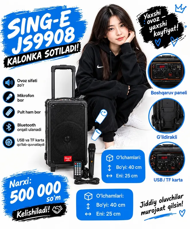 Колонка с микрофоном и пультом 4