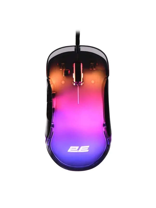 Проводная игровая мышь 2E GAMING MG345 c RGB-подсветкой, прозрачная Transparent — фото 3