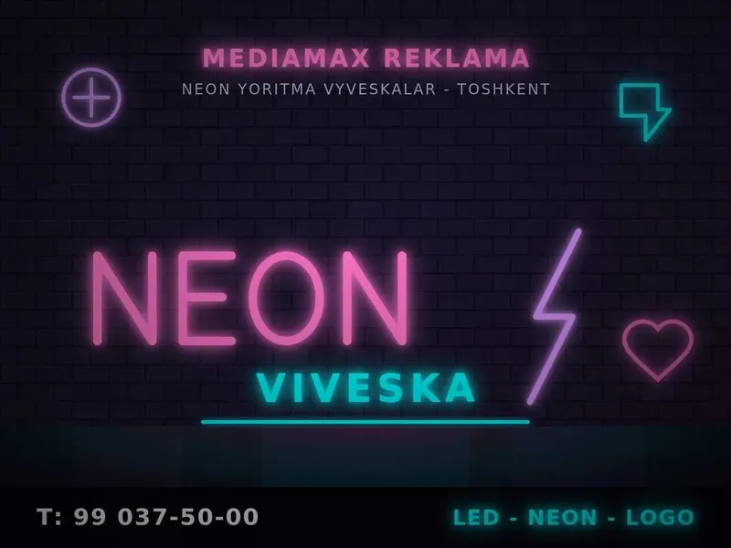 Neon reklama | Neon viveska | Неон вывеска Toshkent | Neon logo Rasm — фото 2