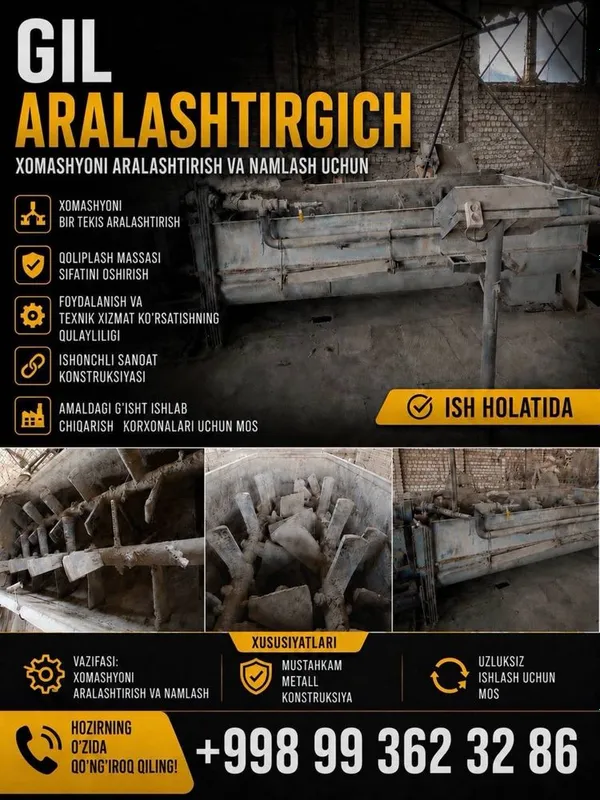 Xomashyoni aralashtirish uchun aralashtirgich (gil aralashtirgich) Xomashyoni aralashtirish uchun aralashtirgich (gil aralashtirgich)