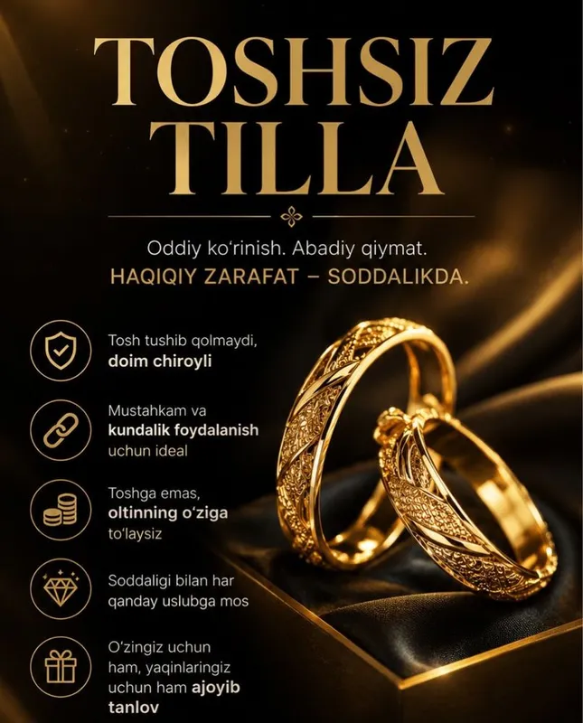 Рассрочкага муддатли бир йилга бош тўловсиз тилла 1