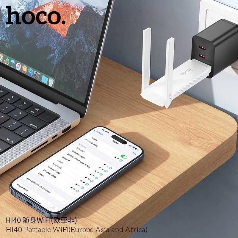 Hoco HI40 Переносной Wi-Fi 6 роутер Чипсет ZTE Micro-SIM 4G (150 Мбит)