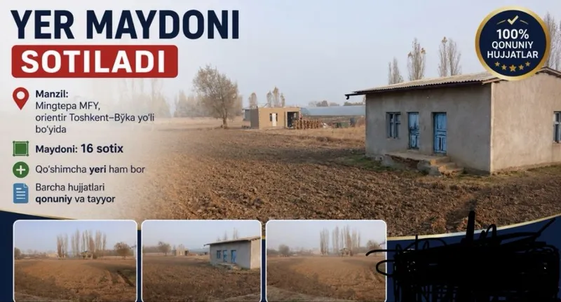 Piskent tumani Toshkent - Bòka trassasiga yaqin joyda uchastka sotilad 5